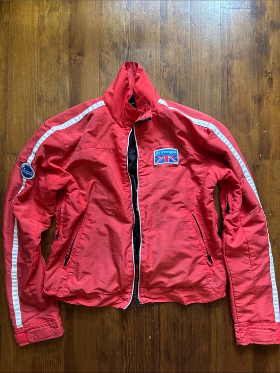 Vintage Red Vespa Racing Jacket with White Stripes